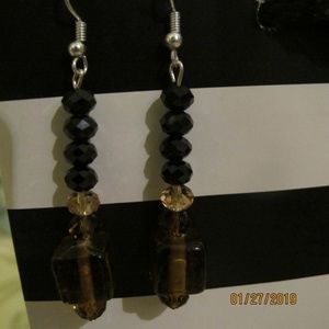 one of a kind black brown earrings
